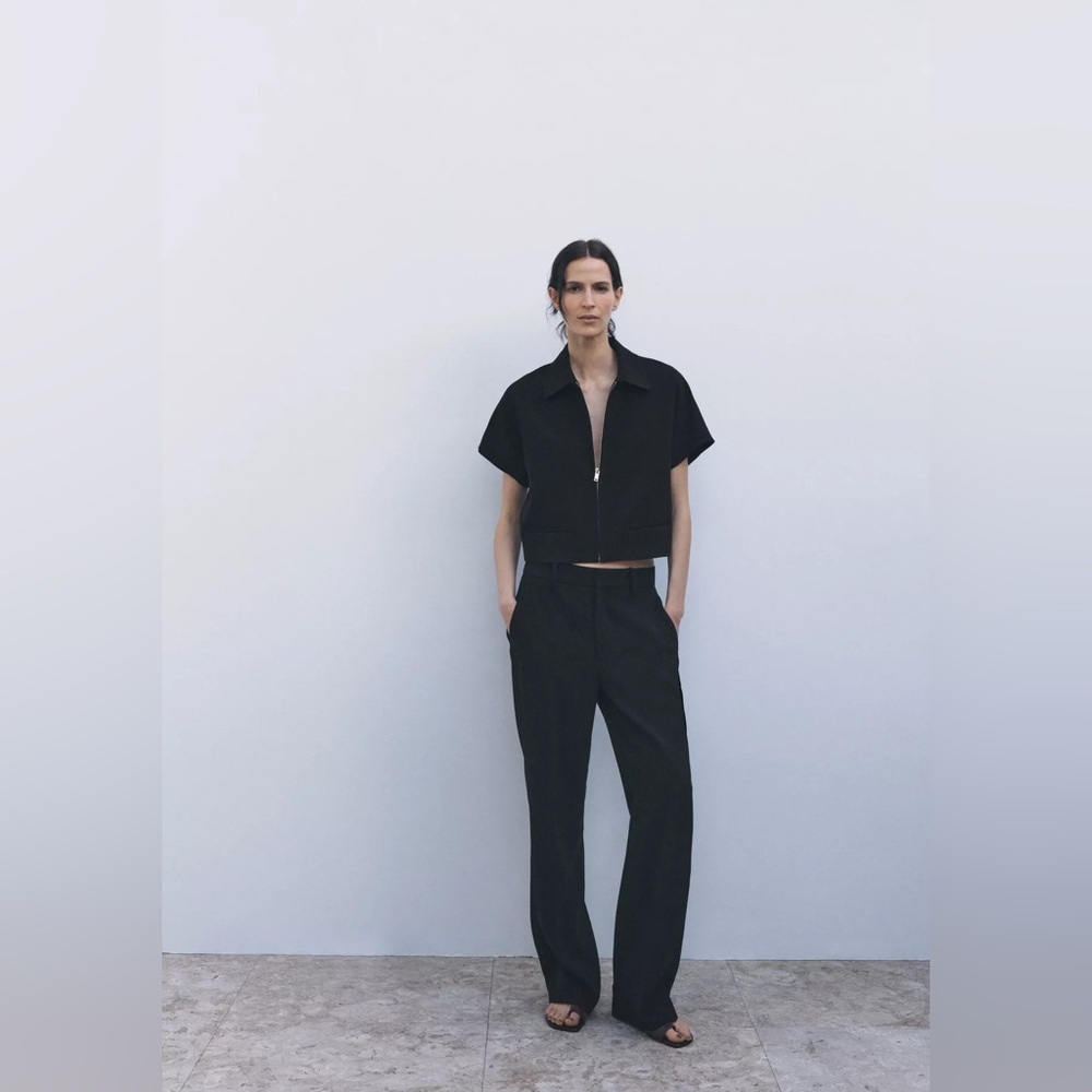 Zara Collection Elegant Black Straight Leg Pants Size Small
